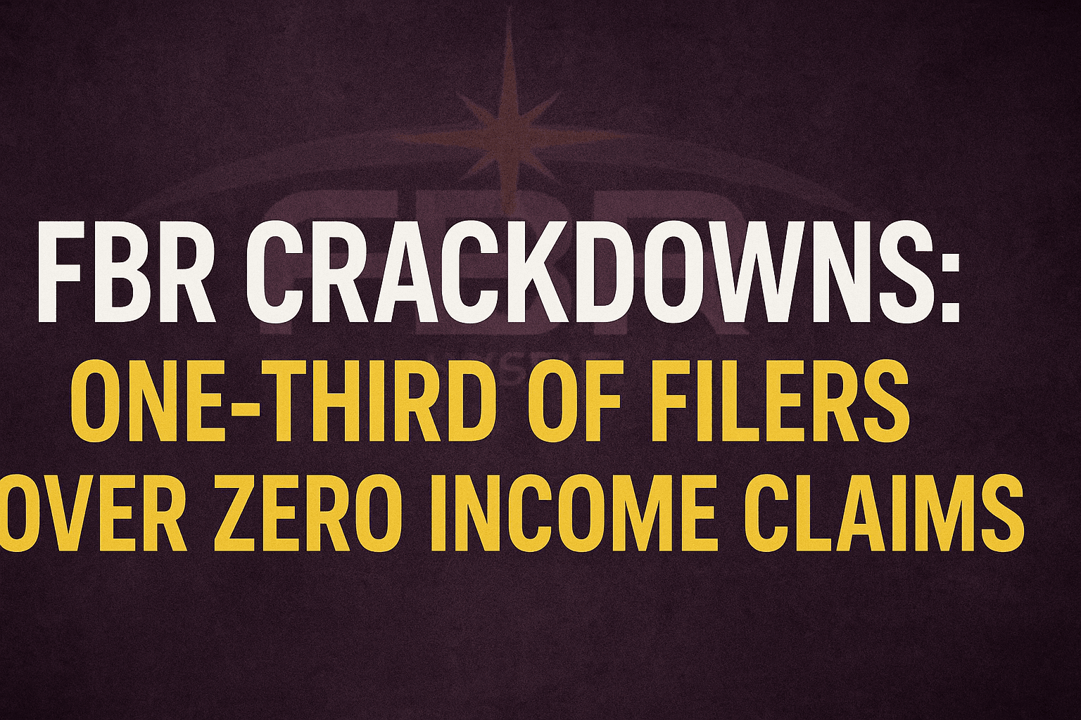 FBR Crackdown One-Third of Filers for Zero Income Claims
